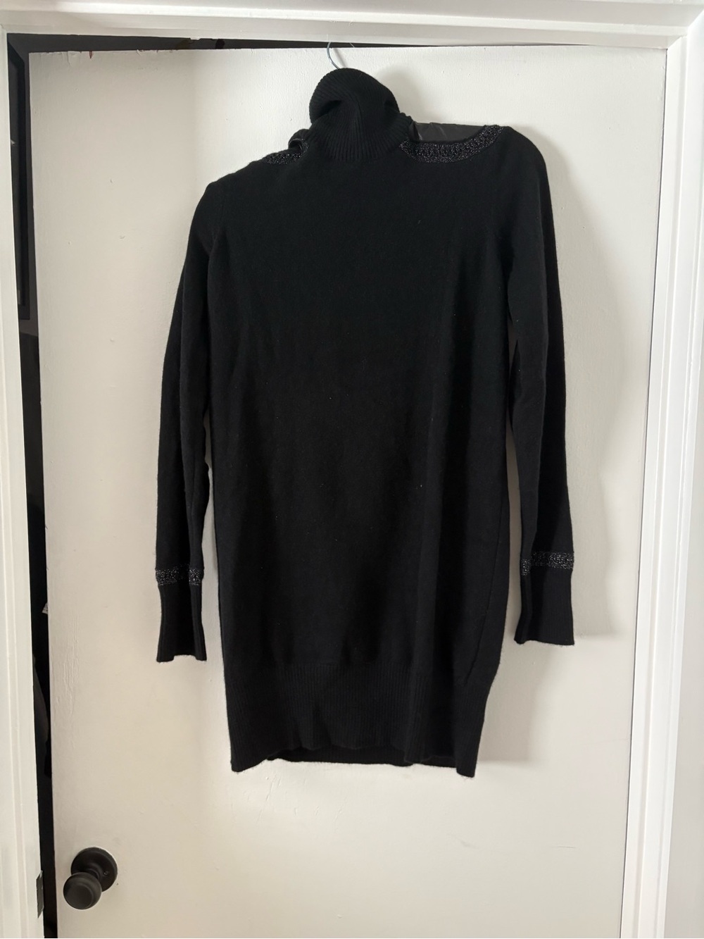 Turtleneck Longline Sweater with Subtle Sparkle
